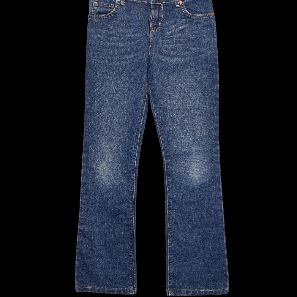 The Children's Place Girls Blue Bootcut Denim Jeans - Size 12, Adjustable Waist